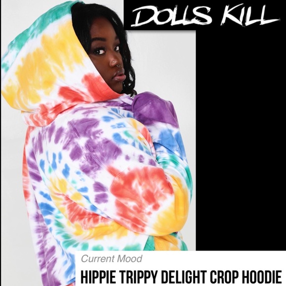 Dolls Kill Tops - Dolls Kill Hippy Trippy Delight Tie-Dye Hoodie 2X